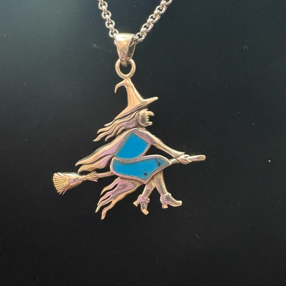 Witch On A Broomstick Pendant